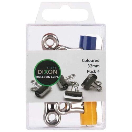Dixon Bulldog Clips 32mm Coloured 4 Pack