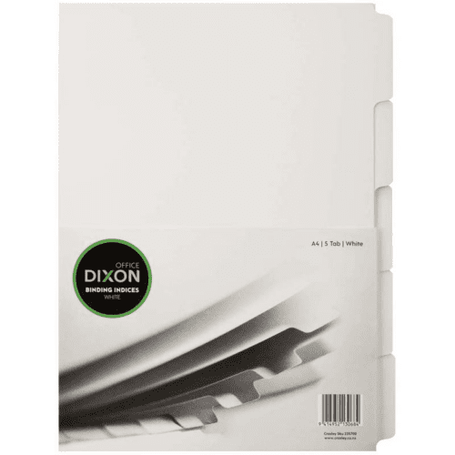 Dixon Binding Indices White Unpunched – 5 Tabs